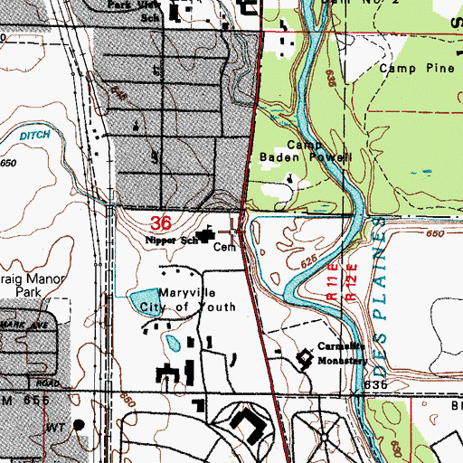 Topographic Map of Saint Marys Cemetery, IL