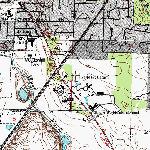 Topographic Map of Saint Marys Cemetery, IL