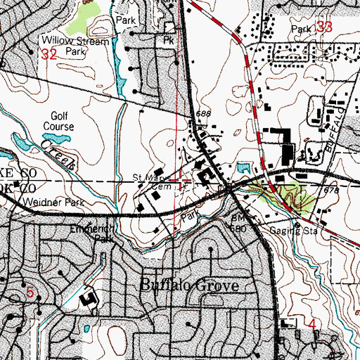 Topographic Map of Saint Marys Cemetery, IL