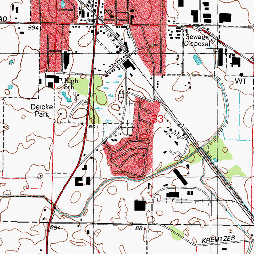 Topographic Map of Saint Mary Catholic Cemetery, IL