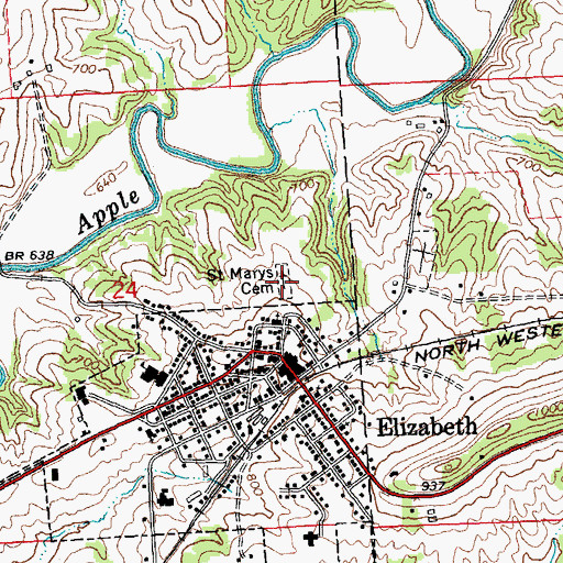 Topographic Map of Saint Marys Cemetery, IL
