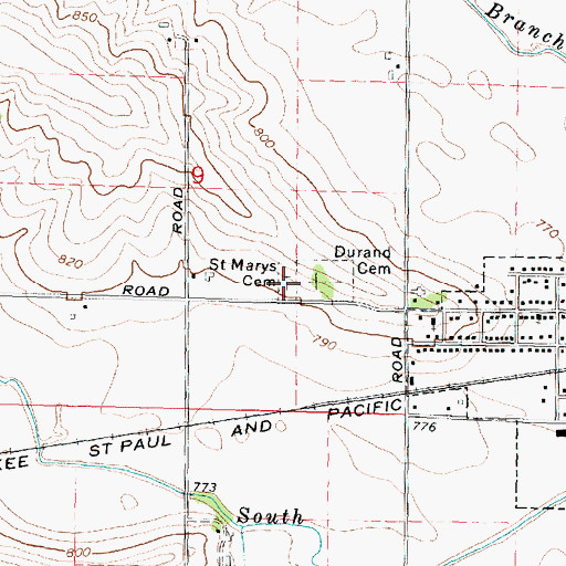 Topographic Map of Saint Marys Cemetery, IL