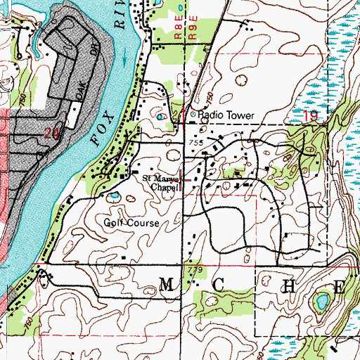 Topographic Map of Saint Marys Chapel, IL