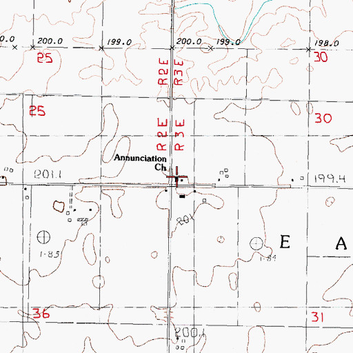 Topographic Map of Annunciation Church, IL