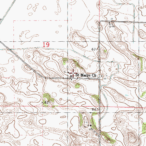 Topographic Map of Saint Marys Church, IL
