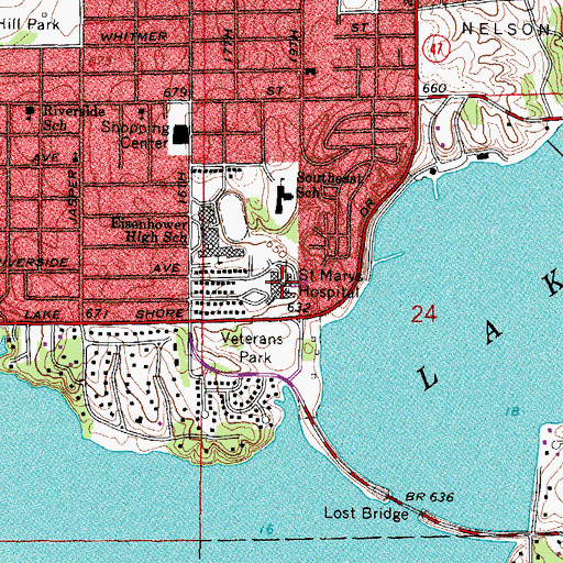 Topographic Map of Saint Marys Hospital, IL
