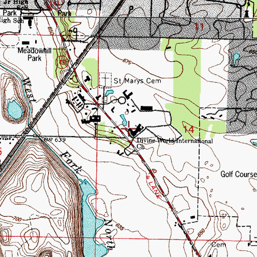 Topographic Map of Saint Marys Mission House, IL