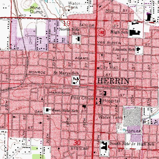 Topographic Map of Saint Marys School, IL