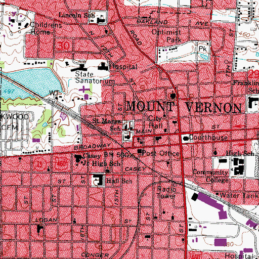 Topographic Map of Saint Marys School, IL