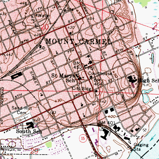 Topographic Map of Saint Marys School, IL