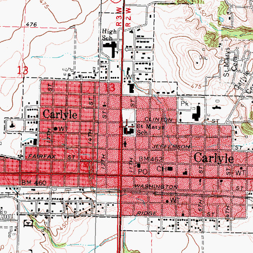 Topographic Map of Saint Marys School, IL