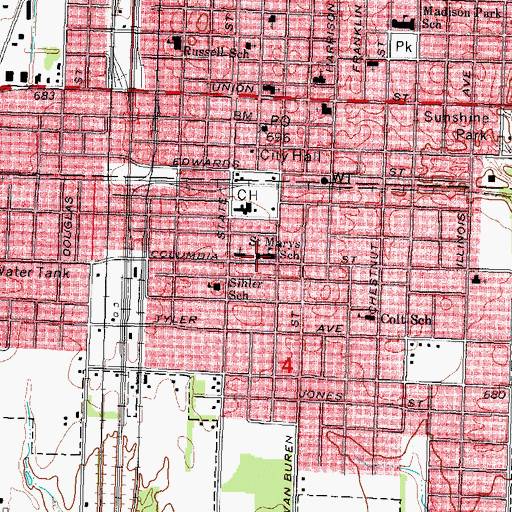 Topographic Map of Saint Marys School, IL