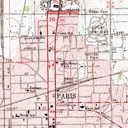 Topographic Map of Saint Marys School, IL