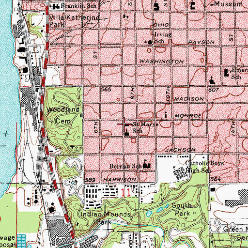 Topographic Map of Saint Marys School, IL