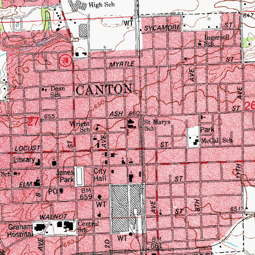 Topographic Map of Saint Marys School, IL