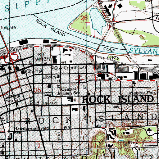 Topographic Map of Saint Marys School, IL