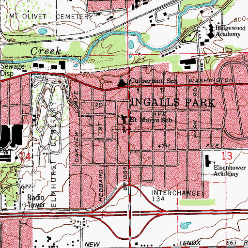 Topographic Map of Saint Marys School, IL
