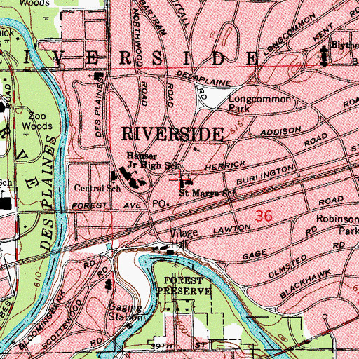 Topographic Map of Saint Marys School, IL