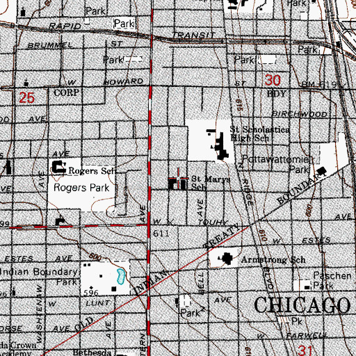 Topographic Map of Saint Margaret Mary School, IL