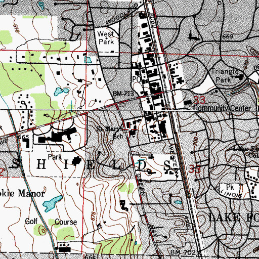 Topographic Map of Saint Marys School, IL