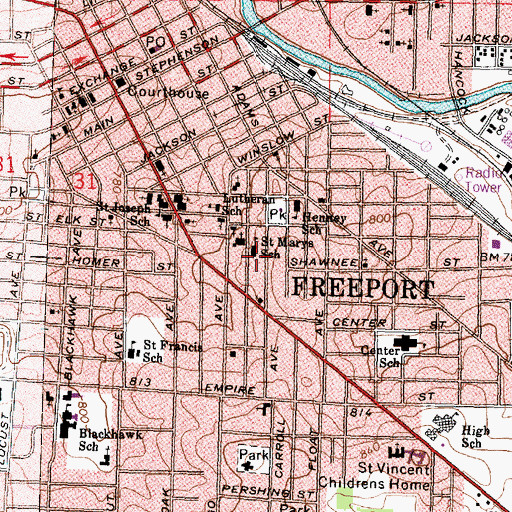 Topographic Map of Saint Marys School, IL