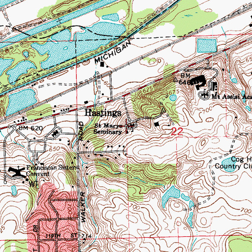 Topographic Map of Saint Marys Seminary, IL