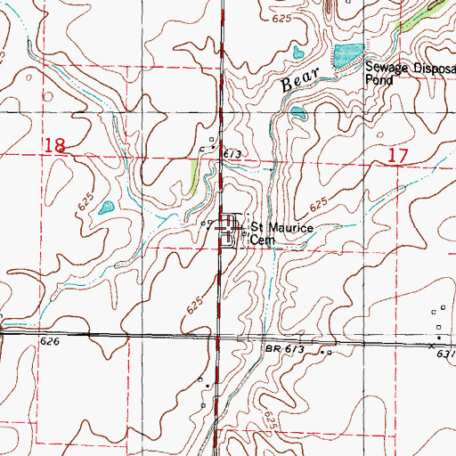 Topographic Map of Saint Maurice Catholic Cemetery, IL