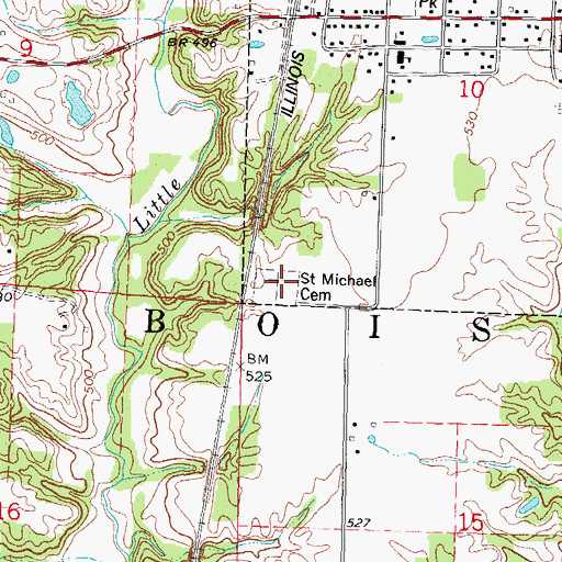 Topographic Map of Saint Michaels Cemetery, IL