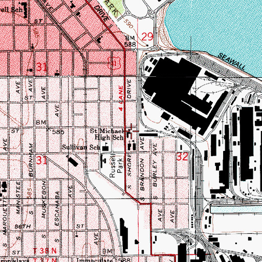 Topographic Map of Saint Michael High School, IL