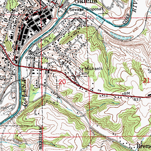 Topographic Map of Saint Michaels Cemetery, IL