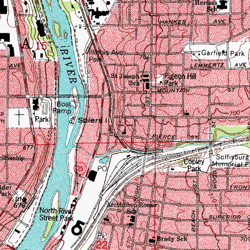 Topographic Map of Saint Michaels School, IL
