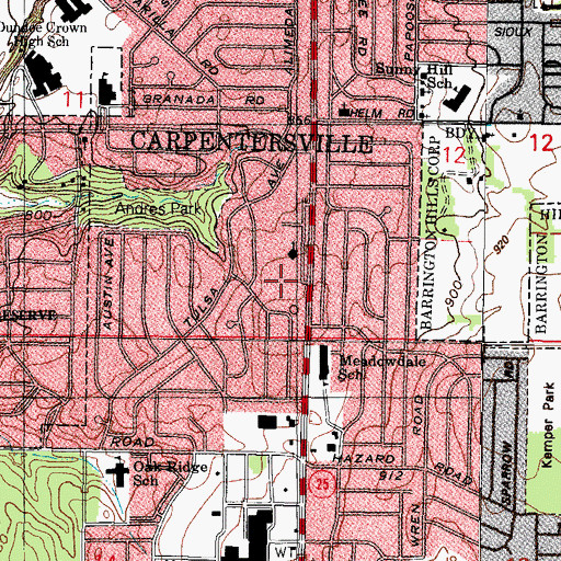 Topographic Map of Saint Monica Roman Catholic Church, IL