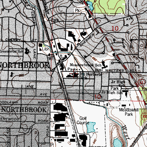 Topographic Map of Saint Norbert School, IL