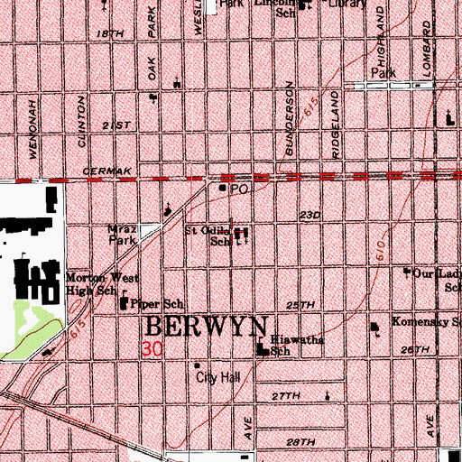 Topographic Map of Saint Odilo School, IL