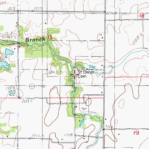 Topographic Map of Saint Omer Cemetery, IL