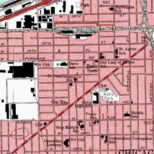 Topographic Map of Saint Pancratius School, IL
