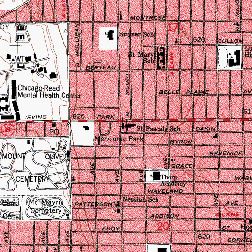 Topographic Map of Saint Pascal School, IL