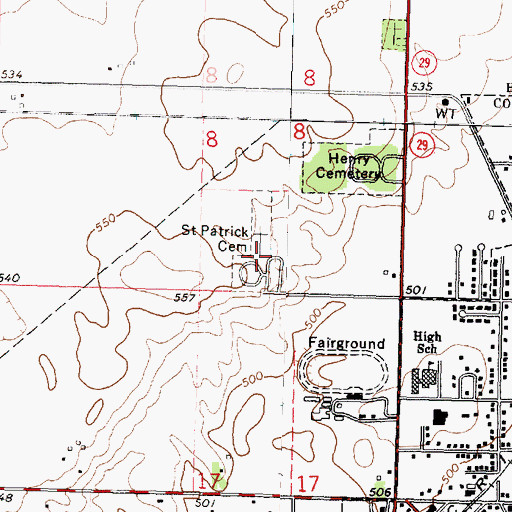 Topographic Map of Saint Patrick Cemetery, IL