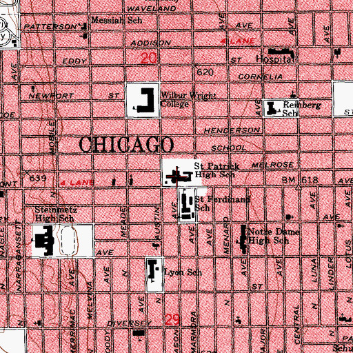Topographic Map of Saint Patrick High School, IL