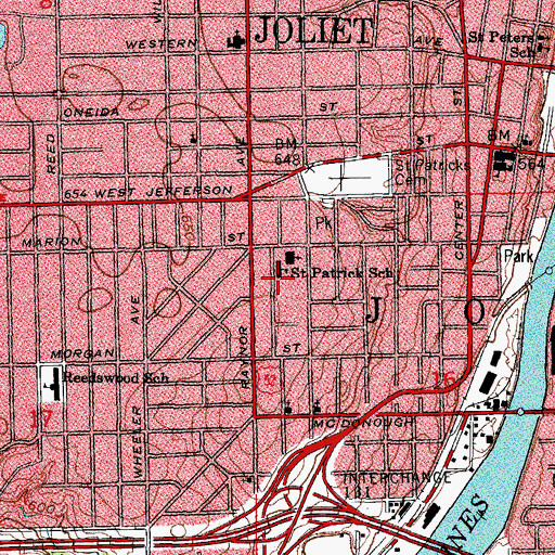 Topographic Map of Saint Patrick School, IL