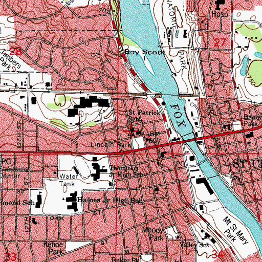 Topographic Map of Saint Patrick School, IL