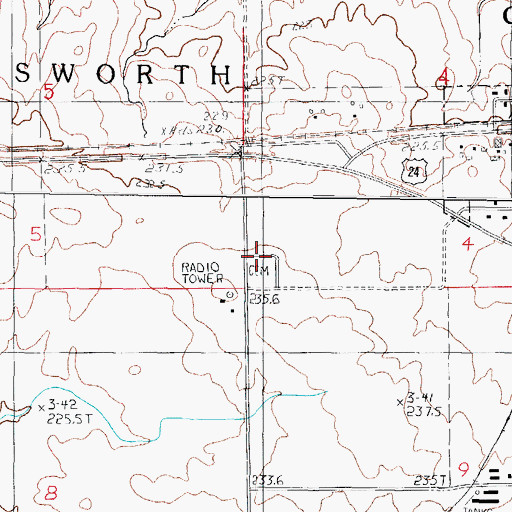 Topographic Map of Saint Patrick's Catholic Cemetery, IL