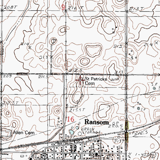 Topographic Map of Saint Patrick's Catholic Cemetery, IL