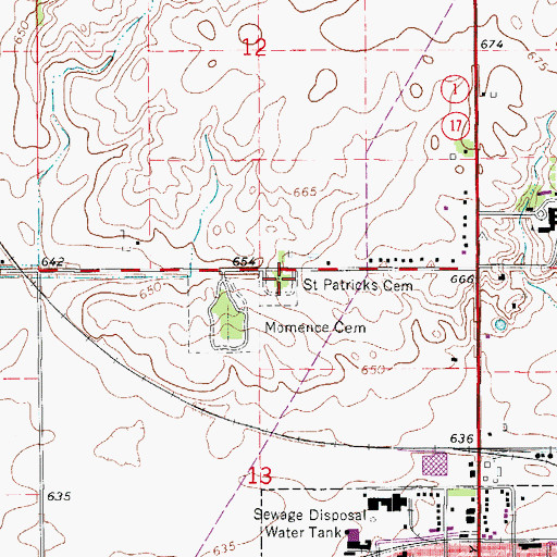 Topographic Map of Saint Patricks Cemetery, IL