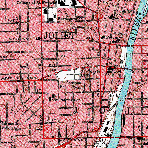 Topographic Map of Saint Patrick Cemetery, IL