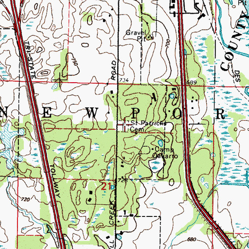 Topographic Map of Saint Patrick Catholic Cemetery, IL