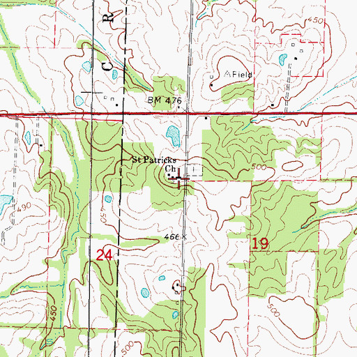 Topographic Map of Saint Patricks Church, IL