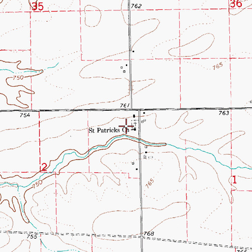 Topographic Map of Saint Patricks Church, IL