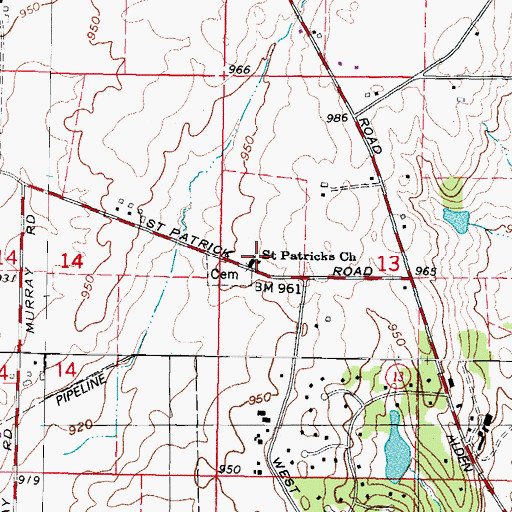 Topographic Map of Saint Patricks Church, IL
