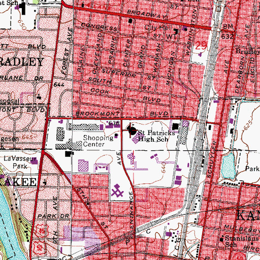 Topographic Map of Bishop Martin McNamara High School, IL
